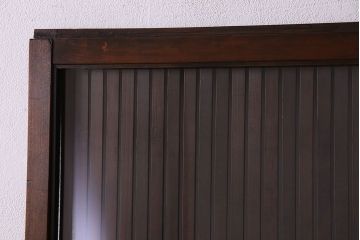 和製アンティーク　裏ガラス入り!上質な縦桟格子戸(1)