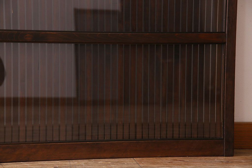 和製アンティーク　裏ガラス入り!上質な縦桟格子戸(1)