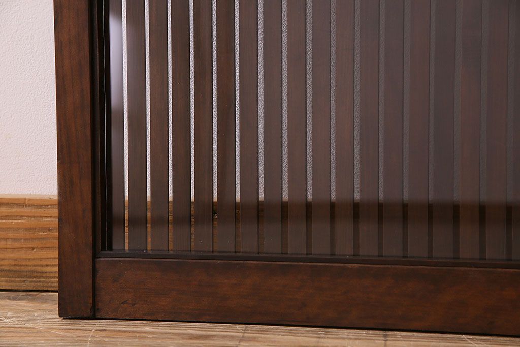 和製アンティーク　裏ガラス入り!上質な縦桟格子戸(1)