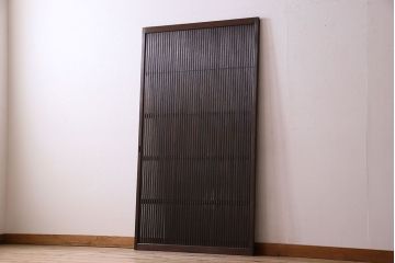 和製アンティーク　裏ガラス入り!上質な縦桟格子戸(2)