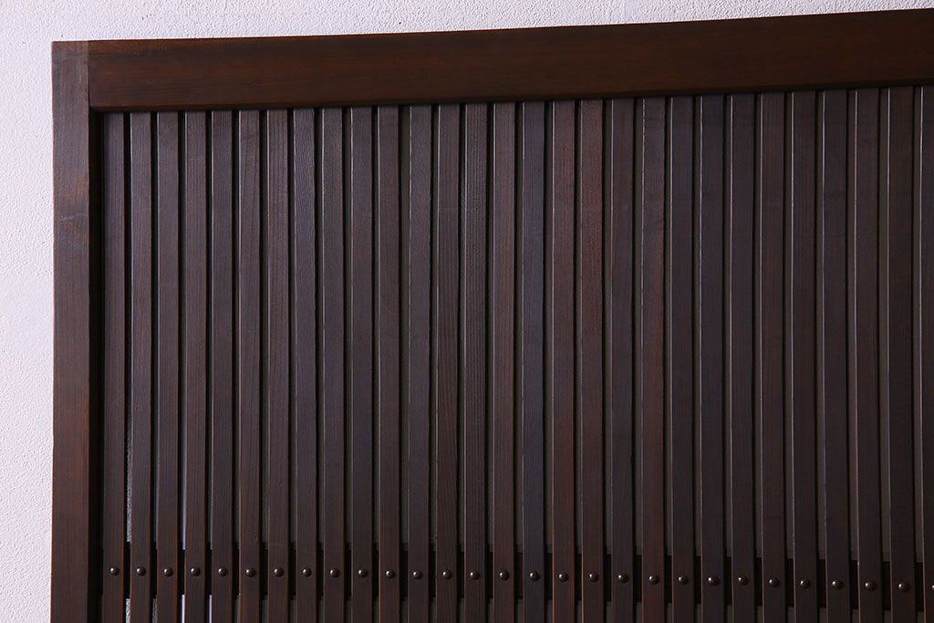 和製アンティーク　裏ガラス入り!上質な縦桟格子戸(2)
