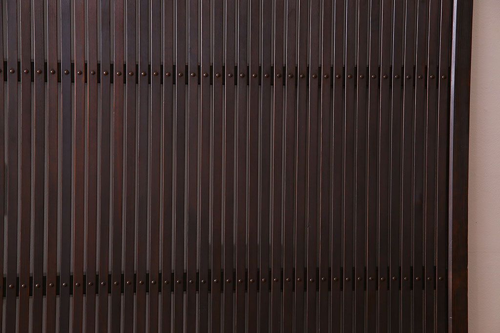 和製アンティーク　裏ガラス入り!上質な縦桟格子戸(2)