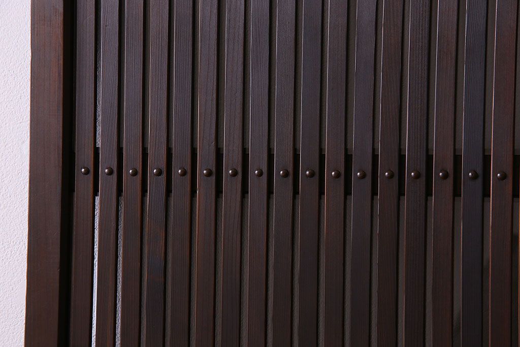 和製アンティーク　裏ガラス入り!上質な縦桟格子戸(2)