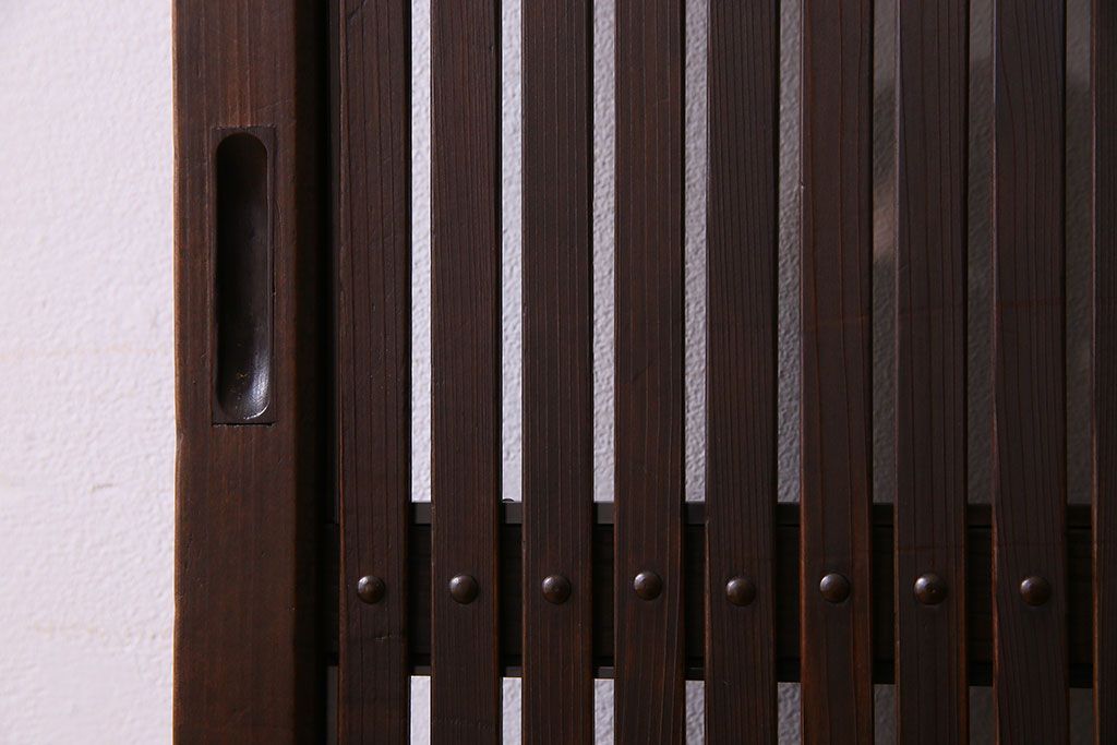 和製アンティーク　裏ガラス入り!上質な縦桟格子戸(2)