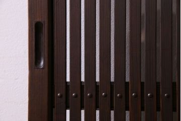 和製アンティーク　裏ガラス入り!上質な縦桟格子戸(2)