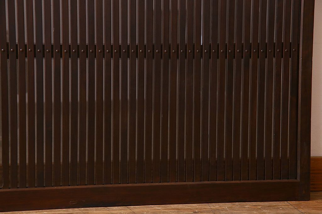 和製アンティーク　裏ガラス入り!上質な縦桟格子戸(2)