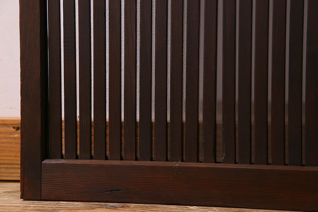 和製アンティーク　裏ガラス入り!上質な縦桟格子戸(2)