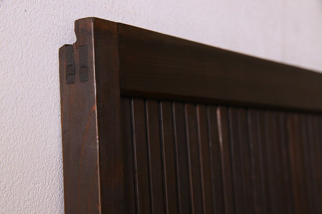 和製アンティーク　裏ガラス入り!上質な縦桟格子戸(2)