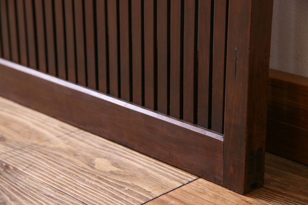 和製アンティーク　裏ガラス入り!上質な縦桟格子戸(2)