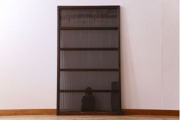 和製アンティーク　裏ガラス入り!上質な縦桟格子戸(2)