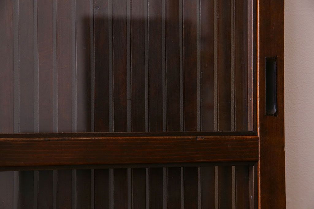 和製アンティーク　裏ガラス入り!上質な縦桟格子戸(2)