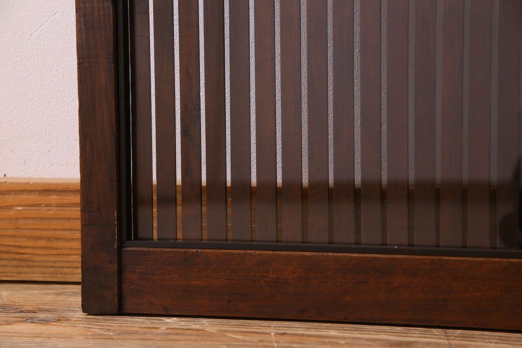 和製アンティーク　裏ガラス入り!上質な縦桟格子戸(2)