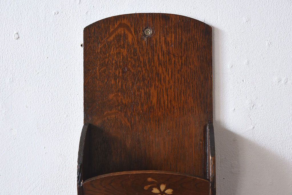 アンティーク雑貨 和製アンティーク 上品な古いナラ材の小振りな3段レターラック(壁掛け収納棚・状差し)