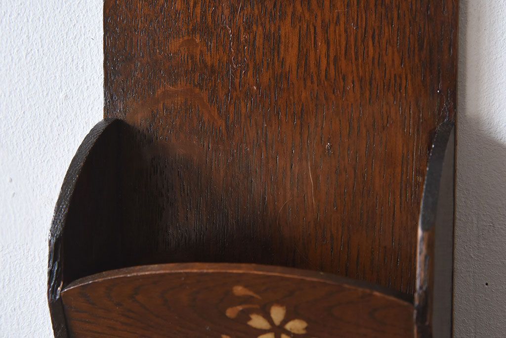 アンティーク雑貨 和製アンティーク 上品な古いナラ材の小振りな3段レターラック(壁掛け収納棚・状差し)