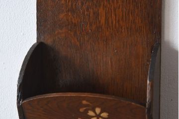 アンティーク雑貨 和製アンティーク 上品な古いナラ材の小振りな3段レターラック(壁掛け収納棚・状差し)