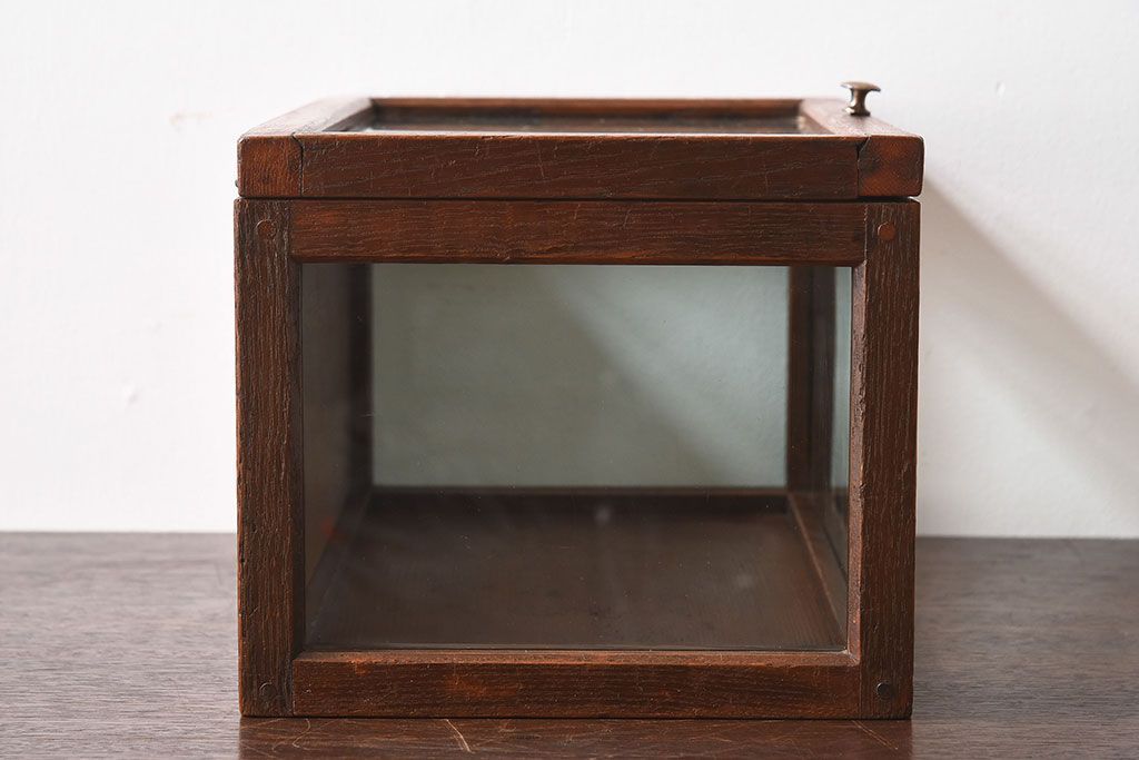 アンティーク雑貨　木製フレーム　レトロデザイン　小さなアンティークガラスケース(1)