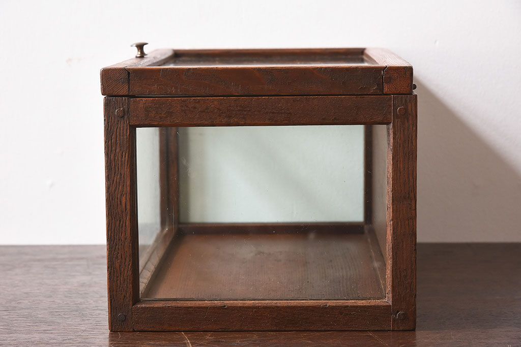 アンティーク雑貨　木製フレーム　レトロデザイン　小さなアンティークガラスケース(1)