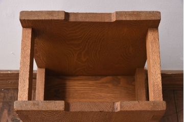 中古　楡材　学校の角スツール(3)