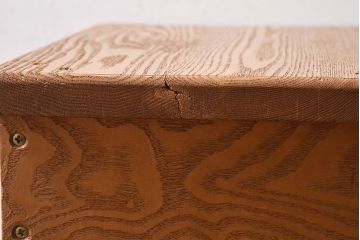 中古　楡材　学校の角スツール