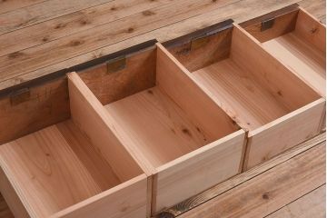 アンティーク家具　和製アンティーク　最高級　無垢材　総欅材の上質な組み立て式両袖机(デスク)