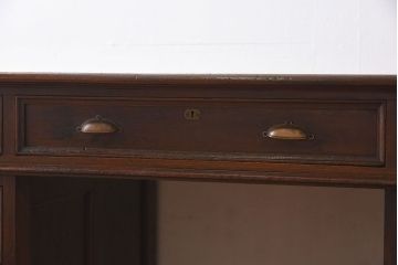 アンティーク家具　和製アンティーク　最高級　無垢材　総欅材の上質な組み立て式両袖机(デスク)