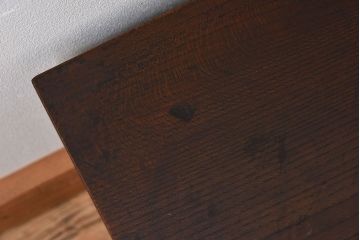 アンティーク家具　欅材天板付き!チェッカーガラス引き戸の小さなアンティークローボード