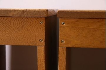 中古　楡材　学校の角スツール2脚セット(3)