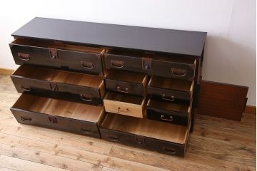 アンティーク家具　明治大正期　古民具・骨董　かくし付き!六尺　大川箪笥のサイドボード(水屋箪笥)