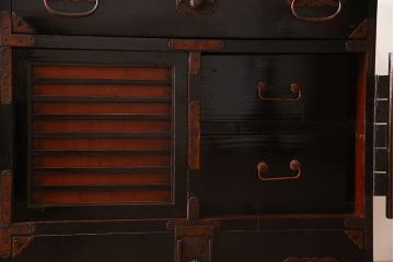 アンティーク家具　明治大正期　古民具・骨董　かくし付き!六尺　大川箪笥のサイドボード(水屋箪笥)