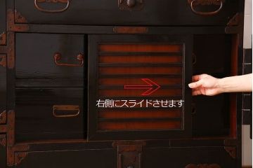 アンティーク家具　明治大正期　古民具・骨董　かくし付き!六尺　大川箪笥のサイドボード(水屋箪笥)