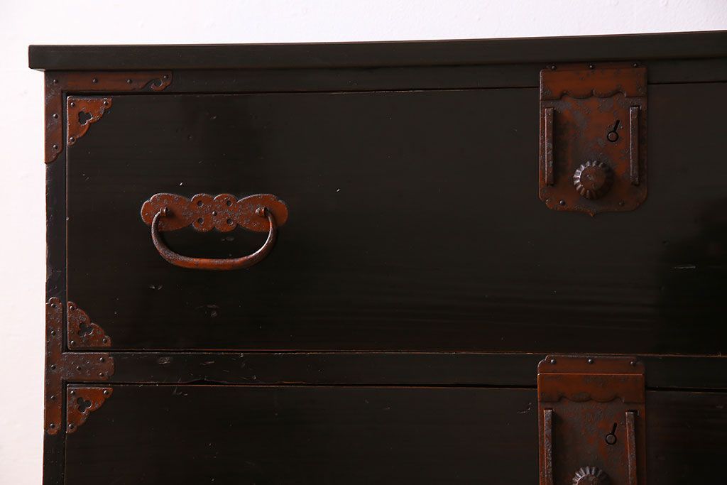 アンティーク家具　明治大正期　古民具・骨董　かくし付き!六尺　大川箪笥のサイドボード(水屋箪笥)