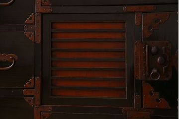 アンティーク家具　明治大正期　古民具・骨董　かくし付き!六尺　大川箪笥のサイドボード(水屋箪笥)