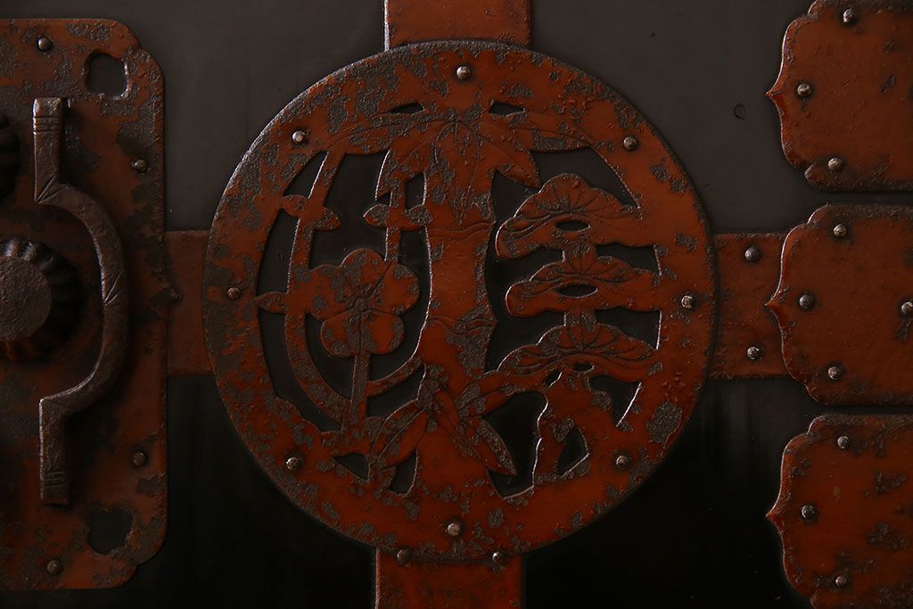 アンティーク家具　明治大正期　古民具・骨董　かくし付き!六尺　大川箪笥のサイドボード(水屋箪笥)