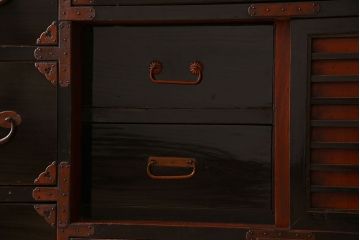 アンティーク家具　明治大正期　古民具・骨董　かくし付き!六尺　大川箪笥のサイドボード(水屋箪笥)