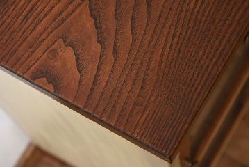 アンティーク家具　アンティーク　結霜ガラスが美しいペイント収納棚(カウンターテーブル)