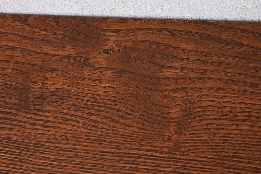 アンティーク家具　アンティーク　結霜ガラスが美しいペイント収納棚(カウンターテーブル)