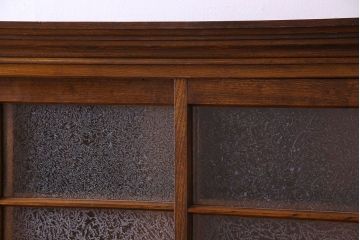 アンティーク家具　和製アンティーク　極上品!結霜ガラス引き戸の二段重ね収納棚(食器棚・水屋箪笥)