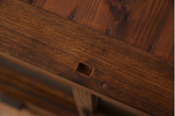 アンティーク家具　和製アンティーク　極上品!結霜ガラス引き戸の二段重ね収納棚(食器棚・水屋箪笥)