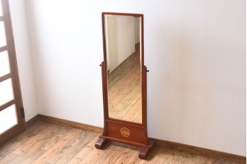 アンティーク雑貨　高級品!和製アンティーク　朱漆塗りの上質な姿見