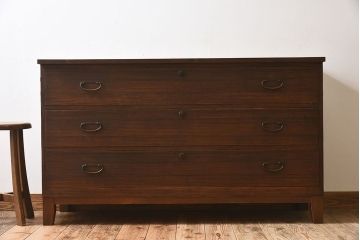 アンティーク家具　天板・脚付き!和製アンティークの衣装箪笥ローボード(ローチェスト)(1)