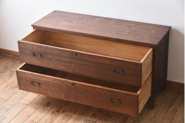 アンティーク家具　天板・脚付き!和製アンティークの衣装箪笥ローボード(ローチェスト)(2)