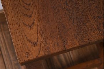 レトロ家具　昭和レトロ　ナラ素材のシンプルな角スツール2脚セット