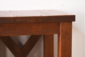 レトロ家具　昭和レトロ　ナラ素材のシンプルな角スツール2脚セット