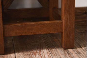 レトロ家具　昭和レトロ　ナラ素材のシンプルな角スツール2脚セット