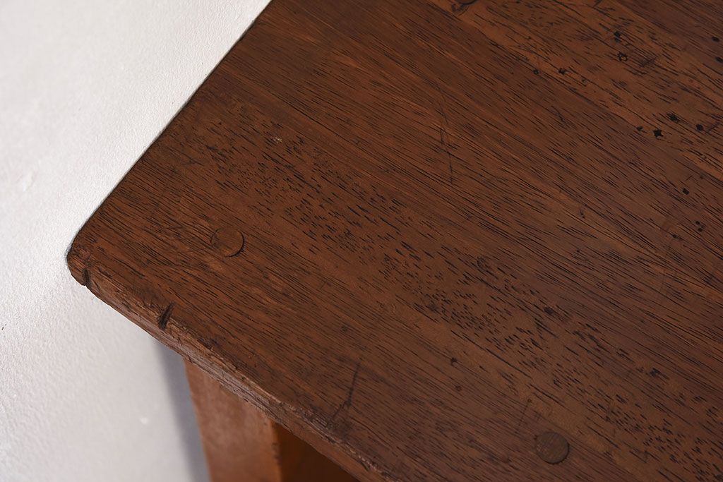 アンティーク雑貨　ラワン材　昭和レトロなアンティーク角スツール2脚セット