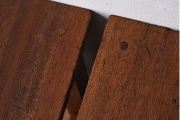 アンティーク雑貨　ラワン材　昭和レトロなアンティーク角スツール2脚セット