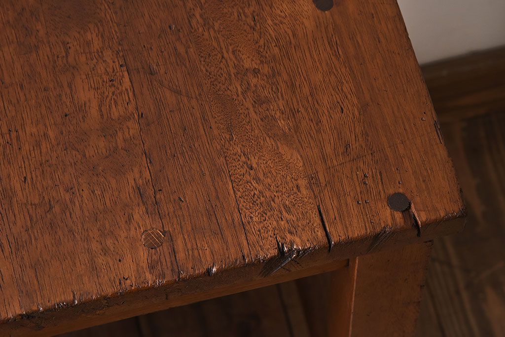 アンティーク雑貨　ラワン材　昭和レトロなアンティーク角スツール2脚セット