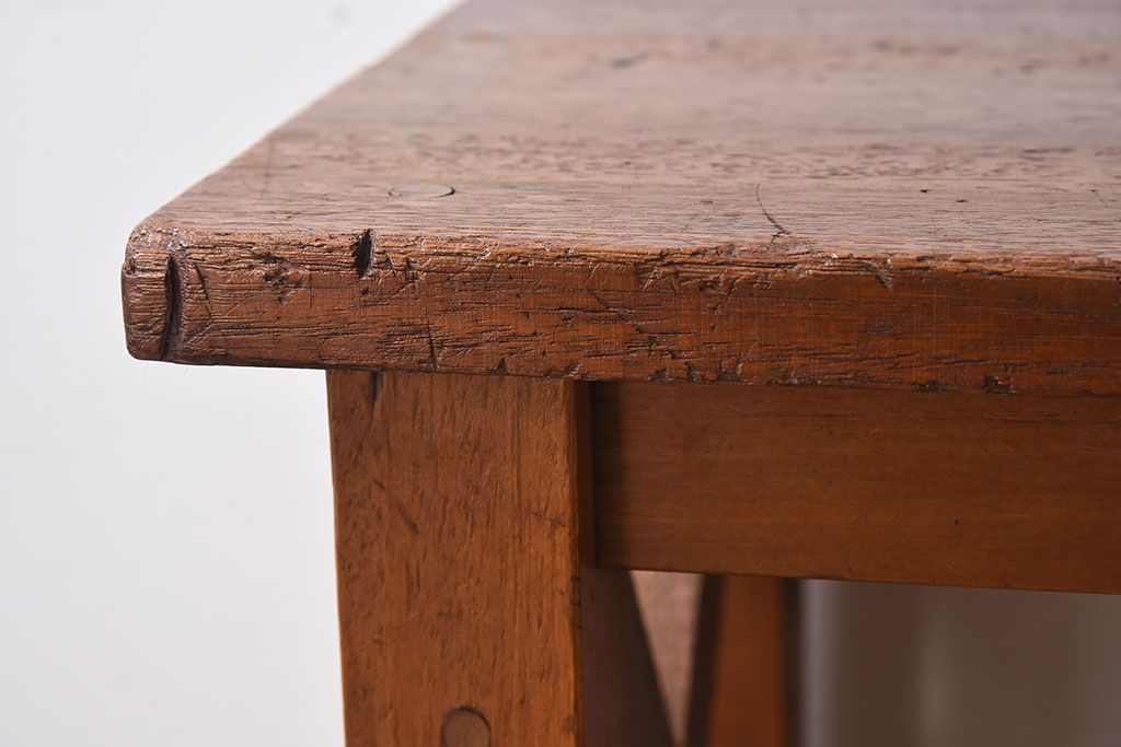 アンティーク雑貨　ラワン材　昭和レトロなアンティーク角スツール2脚セット