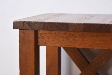 アンティーク雑貨　ラワン材　昭和レトロなアンティーク角スツール2脚セット