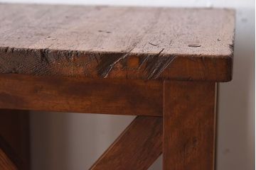 アンティーク雑貨　ラワン材　昭和レトロなアンティーク角スツール2脚セット